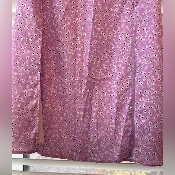 NEW Lilac with White Flowers Double Slit Maxi Skirt - Picture 5 of 9